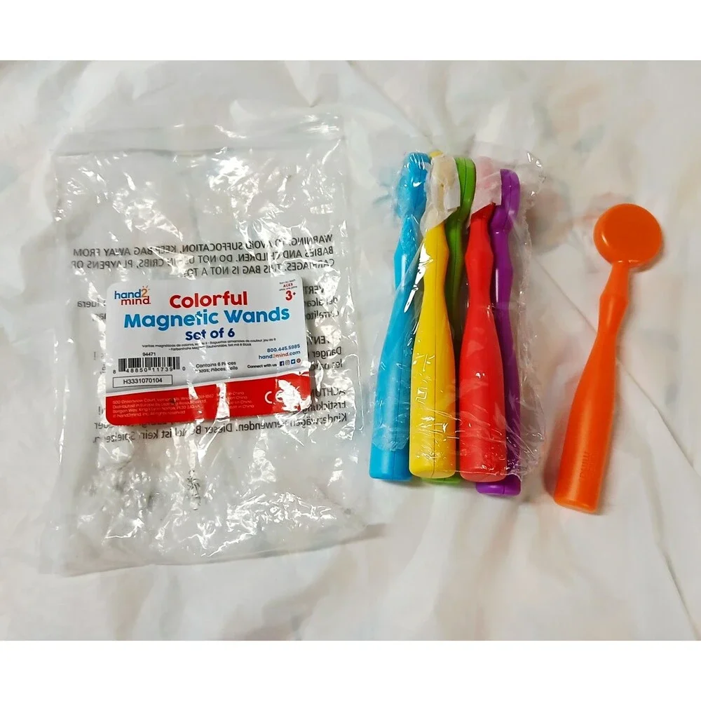 hand2mind Multicolor Magnetic Wands Set of 6 for Kids Ages 3-4 Years
